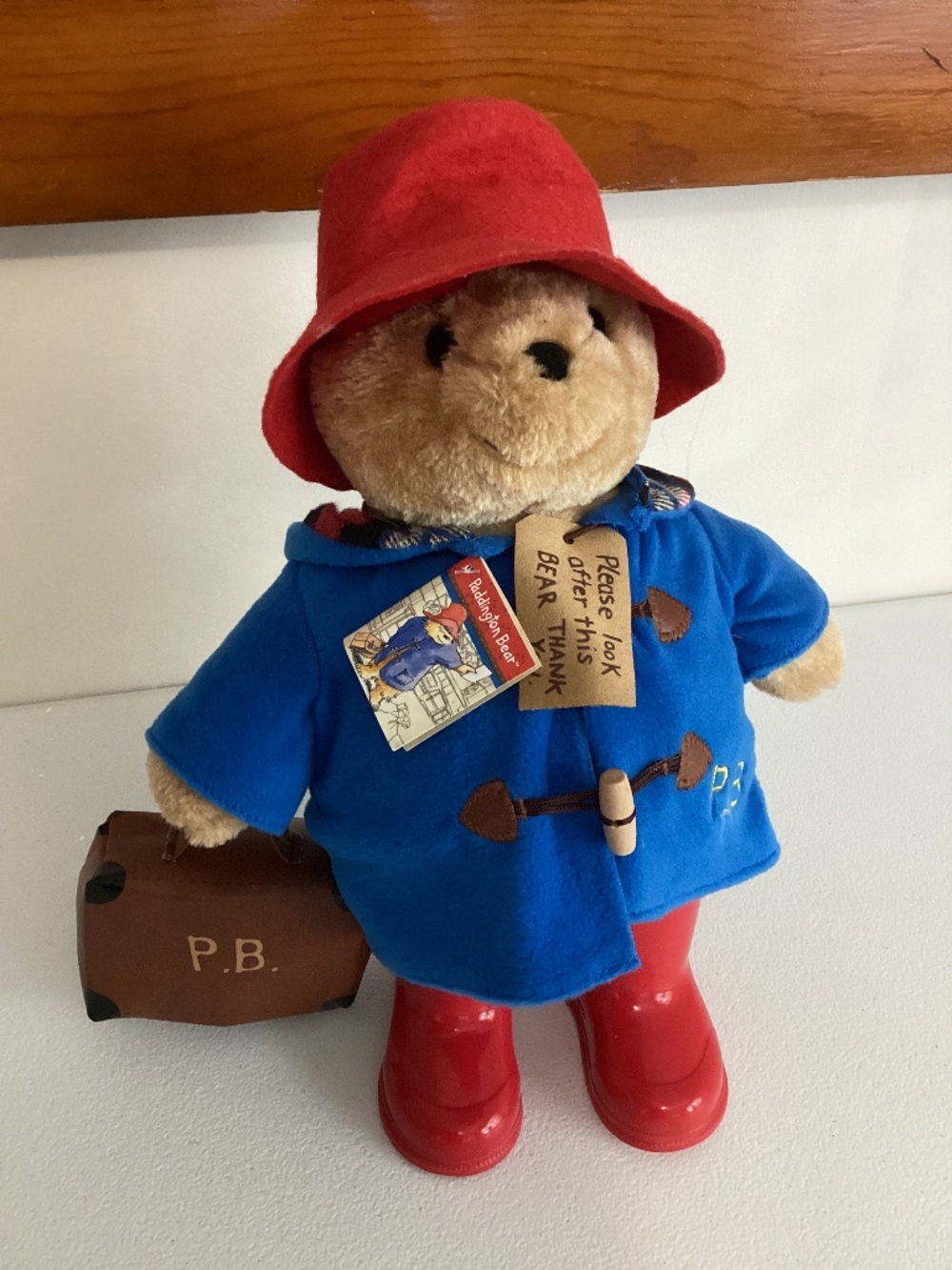 Classic Paddington Bear 14 Inch Standing Plush With boots & Suitcase Complete